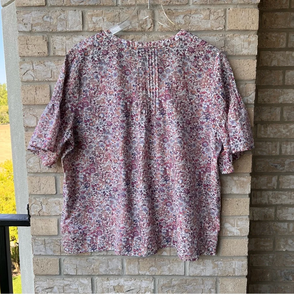 J. Crew Silk cotton voile pintuck top in blooming floral